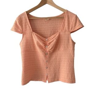 The General Good Peach Button-Down Women's Knit Top